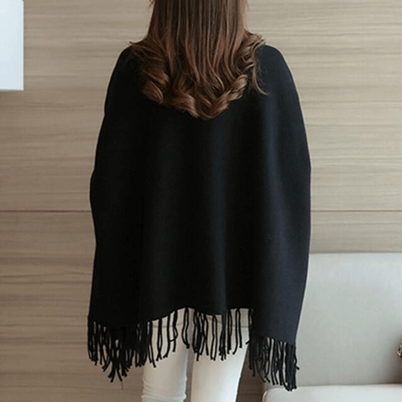 Women Poncho Coat Solid Elegant Pullover Female Jumper