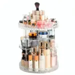 Original Good Quality 360 Degree Rotating Makeup Storage Rack Height Adjustable Cosmetics Organizer Assembly Skin Care Holder Bathroom Display Case