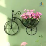 Dream Enterprises Plant Stands - Bicycle Wrought Iron Flower Stand Metal Flower Basket Wall Mount, Black