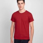 1 Pc Men's Stitched Round Neck T-Shirt, Red
