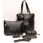 6pcs Groovy Black Leather Handbag Set