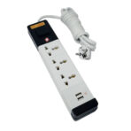 3 Sockets Power Extension With 2 USB Ports - White