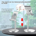 YESIDO C69/70 Aluminum Metal Mobile Phone And Tablet Table Stand - Image 3