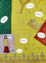 3 Pcs Girl's Lawn Embroidered Unstitched Suit - Image 2