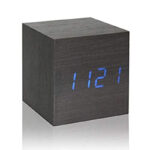 Wooden Thermometer Digital LED Alarm Clock with light, Voice