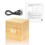 Wooden Thermometer Digital LED Alarm Clock with light, Voice - Image 2