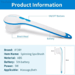Electric Shower Brush 5 In 1 Spin Spa Bath Scrubber - Image 3