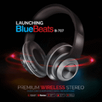 Blue Beats Wireless Bluetooth Headphone B 707 - Image 5