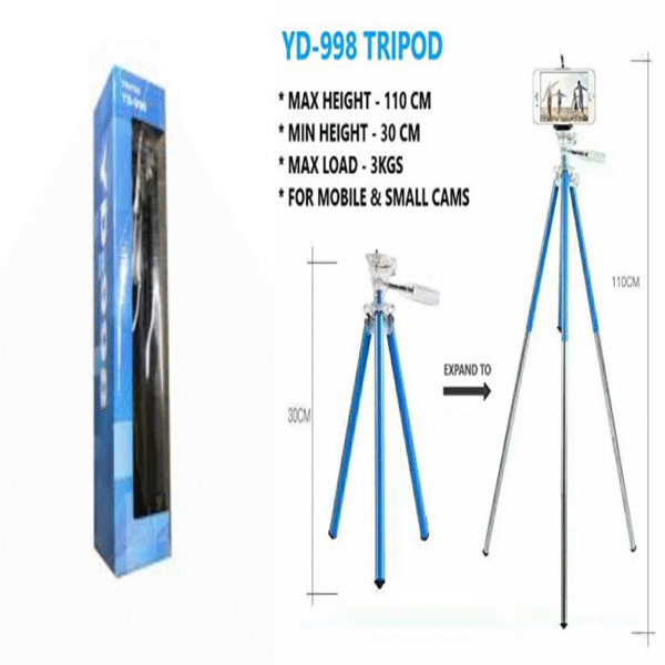 Lightweight,3-Way Head Mount Video Camera Tripod-YD-998